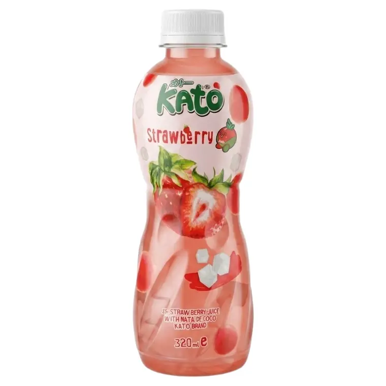 Jordgubbsjuice med nata de coco Kato