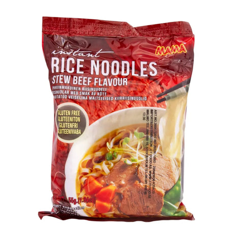 Glutenfria risnudlar med gryta på nötkött-smak