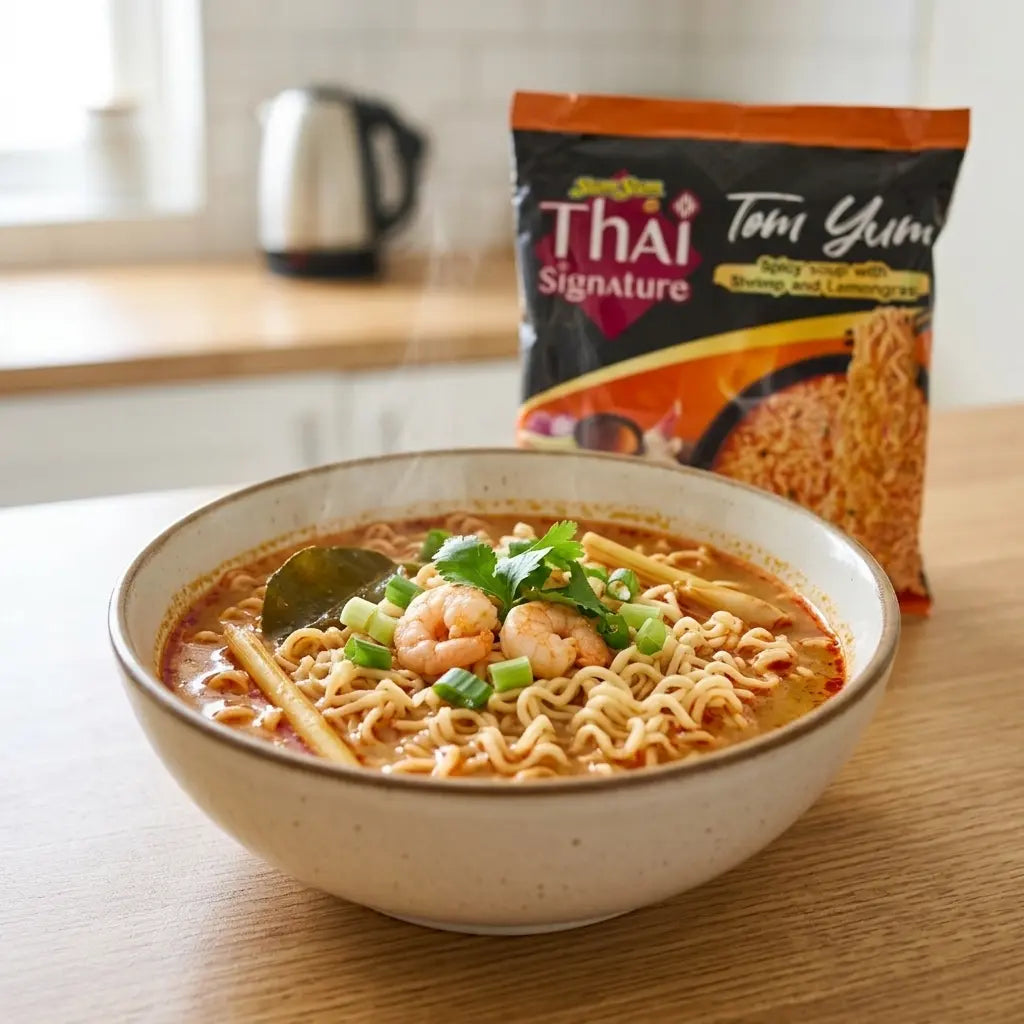 Snabbnudlar Tom Yum räksoppa