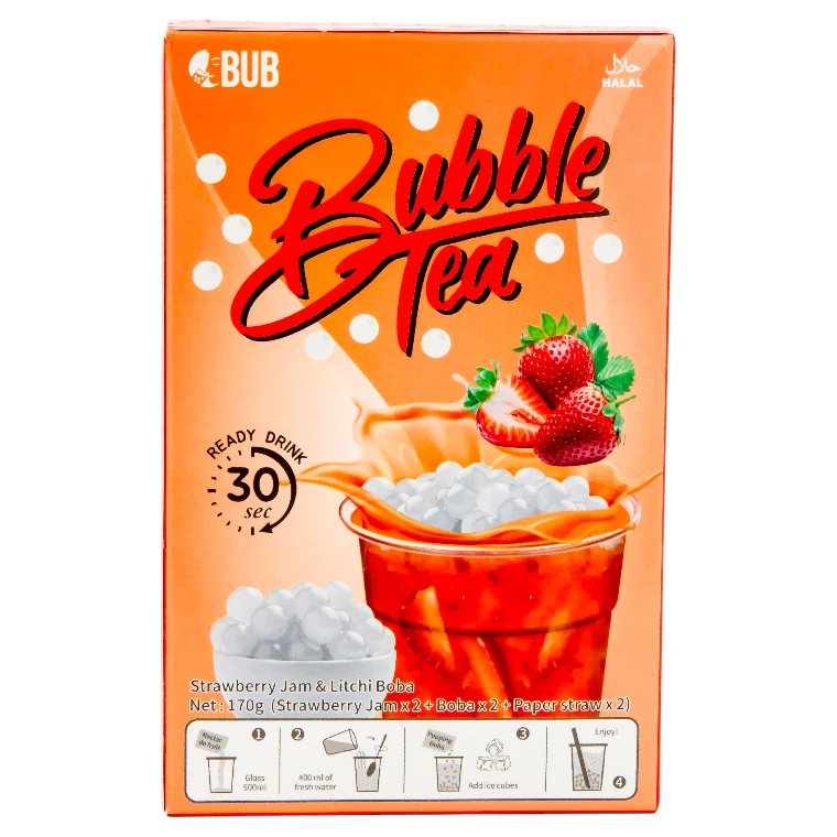 Bubble Tea Jordgubbssylt & Litchiboba