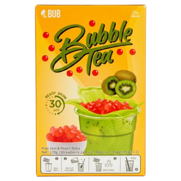 Bubble Tea Kiwisylt & Persikoboba