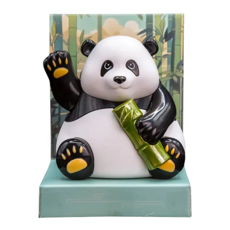 Söt pandafigur med bambu