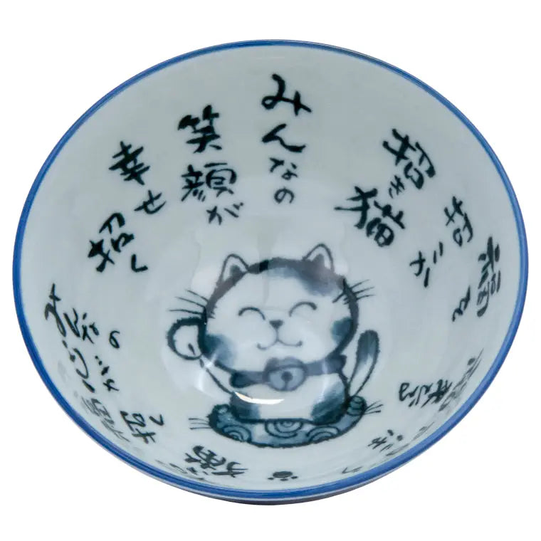 Ris-skål Kawaii Lyckokatt Tayo Blåvit Tokyo Design Studio
